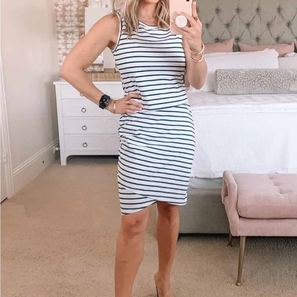 BTFBM Striped Sleeveless Dress with Rauching size XL - Picture 3 of 11
